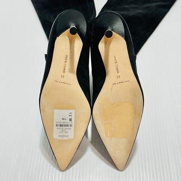 Manolo Blahnik Plinianuthi EU 41 US 11 Black Suede Over The Knee OTK boots NWOB - Picture 10 of 13